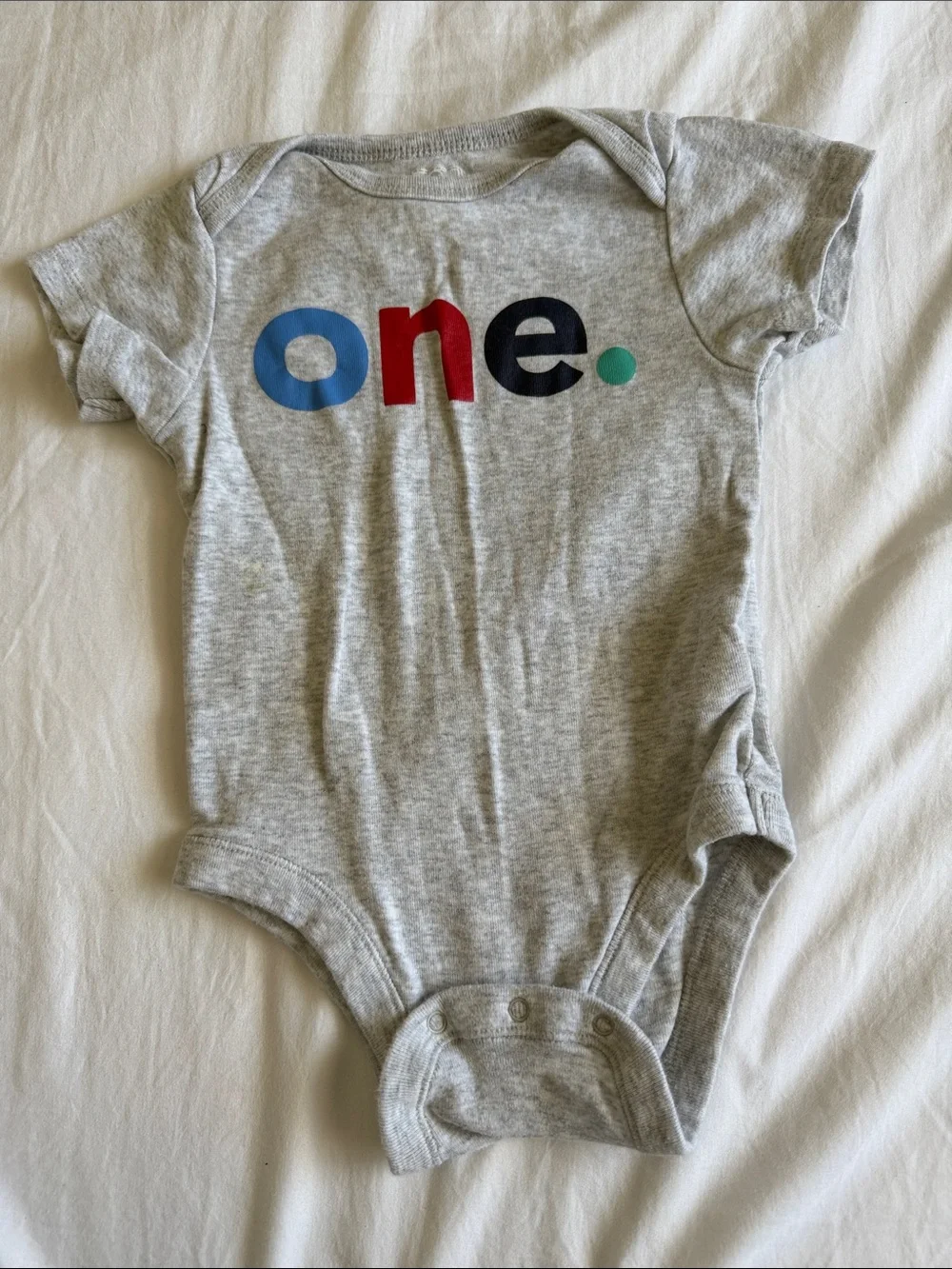 Kids Grey 'one.' Graphic One-Piece first birthday Bodysuit